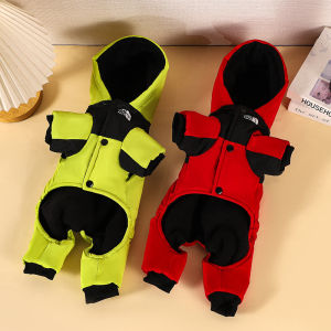 New winter dog clothes with fleece and thickened cotton coat warm hooded four-legged pet clothing