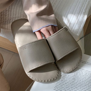 Retro Leather Texture Couples Slippers Indoor Outdoor Lightweight Anti-Slip Soft Bottom Summer Men Women Sandals Slippers