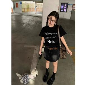 Áo Thun Cotton Tay Ngắn Mùa Hè Thiết Kế Chữ in Hình Dáng Ôm Vừa Vặn Phong Cách Ngọt Ngào Mát Mẻ Cho Nữ