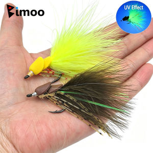 4pcs 1/0 Foam Body Marabou Feather Tail Frog Streamer Fly Top Water Fly Trout Bass Muskie Catfish Freshwater Sea Fishing Lures