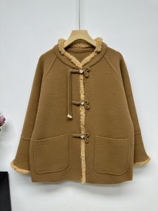 Stylish Mommy Autumn Winter Double Face Woolen Coat Loose New Chinese Style National Wind Coat for Middle Aged And Elderly Open Cardigan