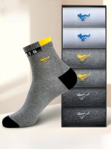 Septwolves Mens Cotton Socks Mid-Calf Running Sports Anti-Odor Antibacterial Basketball Breathable All-Cotton Autumn Socks