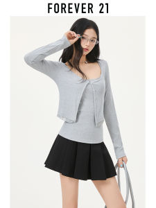 Forever21 | Sweet Korean Style Grey Lace Trim Two Piece Set