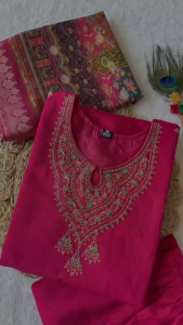 [PRE-ORDER] Size M to 2XL KURTI PANT OR DUPPAT FABRIC:- ROMAN SILK WITH HEAVY EMBROIDERED WORK 3pcs sets_370