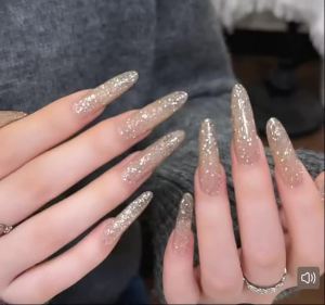 Sparkly Champagne Diamond Glitter Gel Nail Polish XEIJAYI Transparent Nude Flash UV Gel Soak Off Semi Permanent Nail Art Varnish