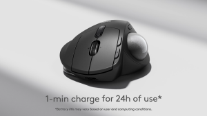 Logitech MX Ergo S Advanced Wireless Trackball Mouse USB-C rechargeable wireless ergonomic mouse with Bluetooth & encrypted dongle 6 programmable buttons for PC/Mac