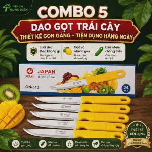 Combo 5 dao gọt trái cây thiết kế gọn gàng - tiện dụng hàng ngày | Thiết kế gọn gàng | Lưỡi dao thép không gỉ | Gót vuông nhanh gọn | Cán nhựa chống trơn | Phù hợp sử dụng hàng ngày