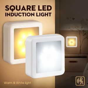 1pc Smart LED Night Light with Motion Sensor - Battery-Powered Warm & White Light Indoor Wall-Mounted for Bedroom Corridor