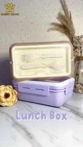 Bright Crown Lunchbox 2 Sekat Anti Bocor Ukuran 1100 ML Lengkap Sendok Garpu/Kotak Tempat Makan Lunch