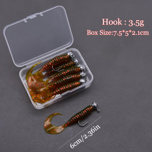 Mr.Lurion 10pcs/box 6cm grub 3.5g jig hook Soft Plastic Grub Worm Lure Bait with Fish HooksPerch Bass Pike Bluegill Fish Baits