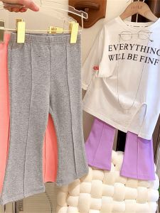 Trendy Candy Baby Girls Spring Autumn Pants Outerwear Flared Childrens Trousers Kids Fashionable Sportswear Family Matching