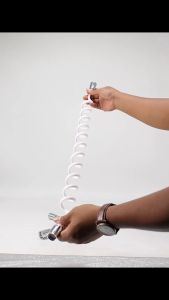 HOMENEEDS Selang Spiral Penghubung Shower WC Kloset Duduk Wastafel Bahan PVC Flexibel Warna Putih G-35