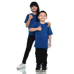 Kaos Polos Anak Oneck Lengan Pendek Bahan Katun Combed 30s Warna Classic Blue