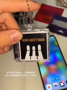 Blank Album Mini CD Case Key Chain for DIY Backpack Hanging Decor Keychain Pendant