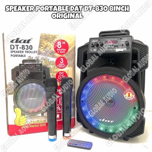 Speaker Portable Wireless Dat DT 830 Original 8inch Bluetooth Free 2bh Mic Wireless DAT Dt830 ( Bisa COD )