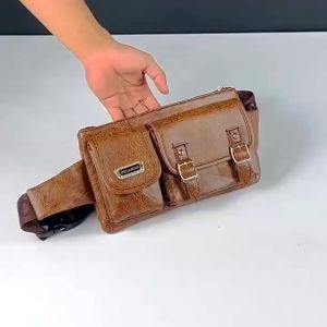 Tas Selempang Pria Wanita Polo Amstar Kulit PU Waist Bag Tas Pinggang Waterproof