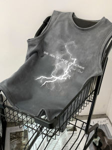 Heavy Weight Suede Vest Mens Summer American Style High Street Fashionable Couple Sports Waistcoat Loose Plus Size Sleeveless T-shirt