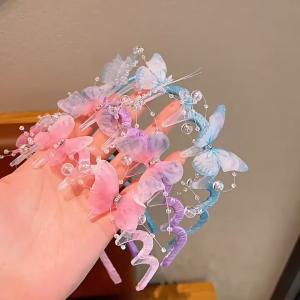 Korean-style Childrens New Colorful Butterfly Braided Headband Ribbon Hair clip headband headwear kawaii