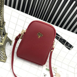 Mini Vertical Printed Mobile Phone Bag Womens Crossbody Bag Fashionable All-Match Small Diagonal Bag Korean Style PVC Material