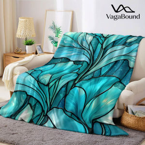 BILIBILI | Stained Glass Floral Flannel Blanket Warm Soft Halloween Christmas Decorative Couch Warm Cozy All-Season Gift