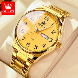 OLEVS Watch For Men Waterproof Business Luxury Gold Watch Luminous Fashion Wear-resistant Stainless Steel Calendar number Quartz Watch