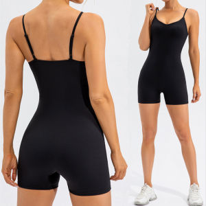 Fashionable Zipper One-Piece Yoga Suit Long Sleeve Integrated Design Sports Fitness Pants for Women Nylon Material No Chest Pad