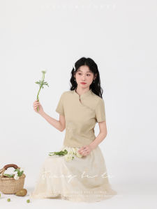 New Chinese Style Slim Fit T-Shirt Womens Summer Short Sleeve Shirt Shoulder Width Regular Fabric Other Material 100%