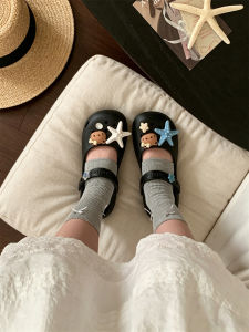 XIXITIAO | Low Arch Support Blue White Starfish Cute Cat Pattern Sandals