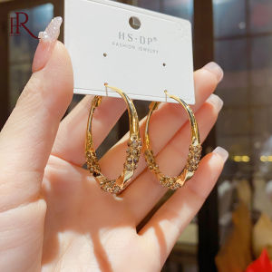 Frascati New Arrival Light Luxury Vintage Champagne Crystal Gold Color Unique Hoop Earrings For Women Fashion Elegant Jewelry