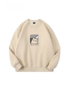 ฮ่องกง อินเทรนด์ แบรนด์สไตล์ญี่ปุ่นคอกลม ผ้าขนแกะ แขนยาวมีซับในพิมพ์ หลวม เสื้อแจ๊กเก็ตพอดีสําหรับผู้ชายอ่อนเยาว์ยอดนิยม ผ้าฝ้าย โพลีเอสเตอร์ Blend