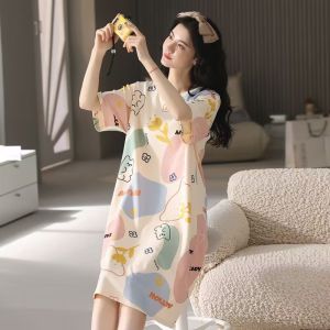 New Womens Cotton Pajamas Long Sleeve Loose Fit Home Clothes Set Spring Autumn Cartoon Print Comfortable Sleepwear