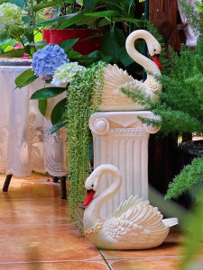Swan Large Size Outdoor Creative Personality Garden Decoration Succulent Plant Pot Balcony Courtyard Top Floor Arrangement Animal Ornament