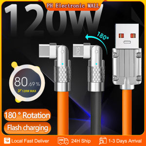 Original Usb Liquid Silicone Cable Metal 6A Type C Fast Charge 120W Super Quick Charging Rotatable Charger Zinc Alloy
