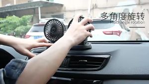Summer Multi-functional Car Fan with Parking Number Plate Adjustable Car Mini Two-head Small Fan USB Charging Small Fan