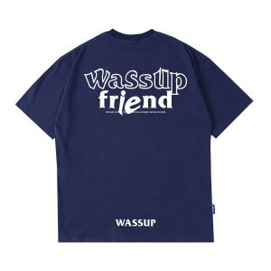 Wassup Heods American Design Short Sleeve Cotton T-Shirt Loose Fit Summer Casual Wear for Men Youth Fashion Brand Logo Print