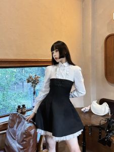 Sweet Girl Noble Style Neck Hanging Strap Waist in One Shoulder Tube Top Mesh Short Skirt High Waist A-Line Summer Dress