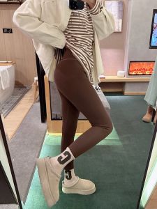 กางเกงขายาวผู้หญิง AMYOYOJA ฤดูหนาวปี 2023 หนา ขนแกะหนา อบอุ่น กระชับสัดส่วน กางเกงขายาวทรงเข้ารูป ไม่มีรอยขาด