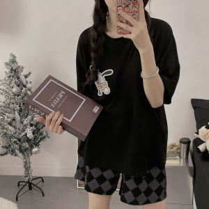 HANQIANNUO | Pajama Set Striped Pachu Dog Oversized Outwear