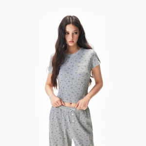 Apea | Sleeve Adjustable Henry Neck Half Opened Floral Womens Leisure Suit