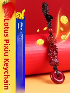 Red Sand Lotus Xi Wang You Keychain Ornament Safe Buckle Red Sand Figurine Xi Wang You Mountain Ghost Money Decoration