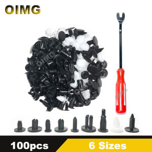 100PCS Car Retainer Clips with Fastener Remover Door Trim Panel Clips Bumper Push Rivet Clips Auto Fastener Fender Liner Clip