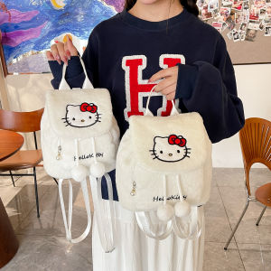 Cute Mini Plush Backpack for Women Autumn Winter New Style Cartoon Bucket Bag Casual Outdoor Double Shoulder Bag for Girls