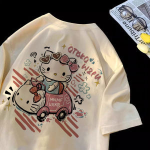 Summer New American Style Pure Cotton Loose Short Sleeve T-Shirt Girls Cartoon Cute Match Upper Apparel for Middle And Big Kids