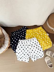 Summer Thin Baby Shorts Polka Dots Flower Bud Design Girls Loose Five-divided Pants