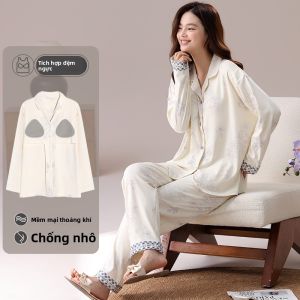 Bộ đồ ngủ nữ MiiOW Cat Person làm bằng vải cotton dài tay