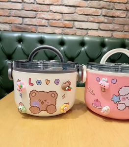 ปิ่นโต กล่องอาหาร 1/2 ชั้น ปิ่นโตเก็บอุณหภูมิ ปิ่นโตเก็บความร้อน ลายการ์ตูน