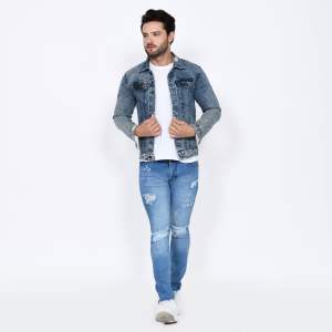 RoosterDenim - Celana Jeans Ripped Sobek Pria Bioblit Panjang Slimfit