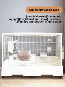 UMI Rabbit Cage Dayang Rabbit Cage R81 Double Drawer Anti-Spray Urine Good-looking Rabbit Cage For Home Extra Large New Rabbit Cage