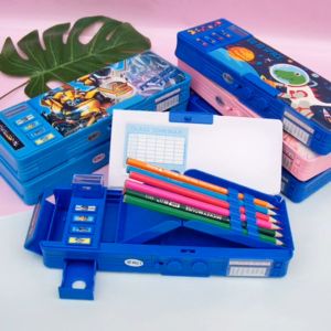 Stationery Box Primary School Students Plastic Multifunctional Male Grade 6 Kindergarten Years Old-1-Pencil Case Girls Password Cartoon