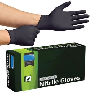 Black Nitrile Disposable Gloves 4Mil Non-Sterile Safety & Work Gloves Latex Free Textured Tattoo Beauty Salon Esthetician Gloves